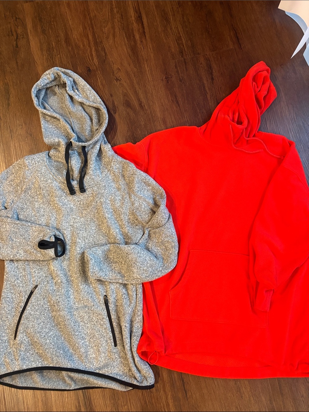 Old Navy Women's Fleece Hoodies in Heather Gray (Small) & Red (XS-oversized)